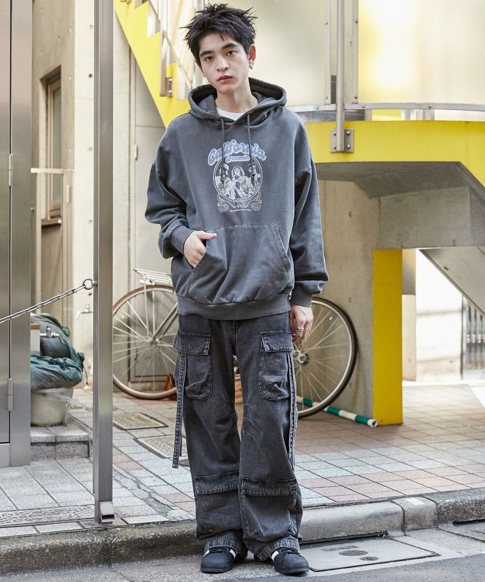 WEGO 【ユニセックス着用ITEM】ピグメントグラフィックプルパーカー 