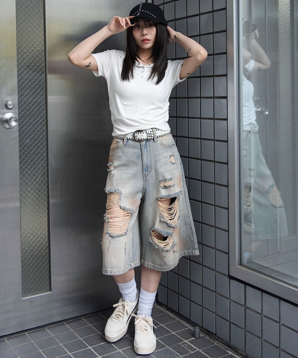 WEGO ヘンリーネックフードT 