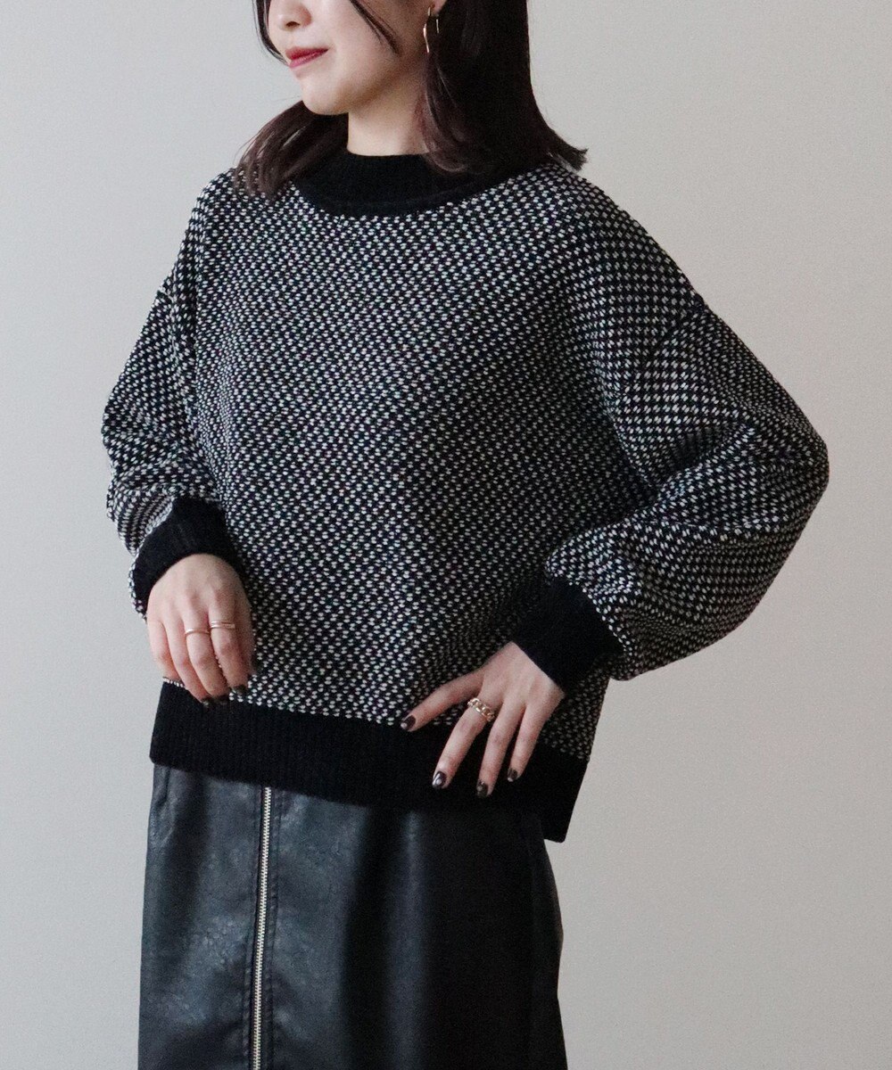 Green Parks ベロアモールモックネックニットプルオーバー 