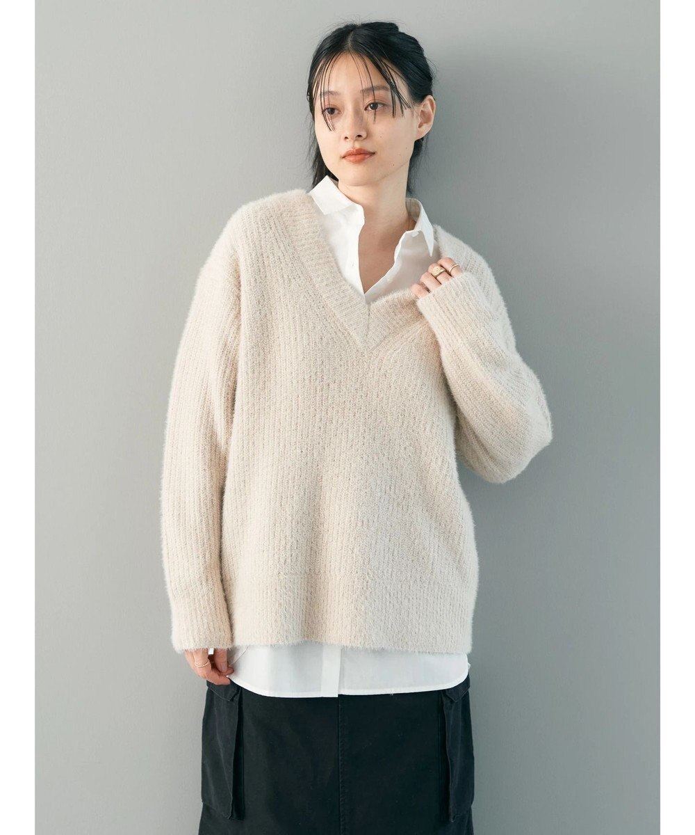 AMERICAN HOLIC モールヤーン片畦Ｖネックニットプルオーバー 