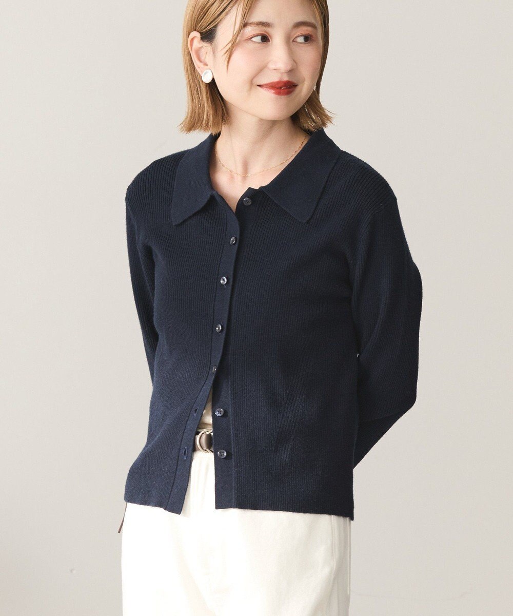 AMERICAN HOLIC バイパチ襟付き前あきリブプルオーバー 