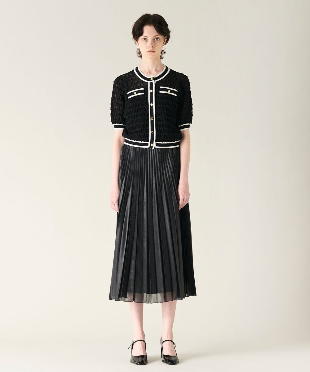 GRACE CONTINENTAL バイカラーシアーニットカーディガン 