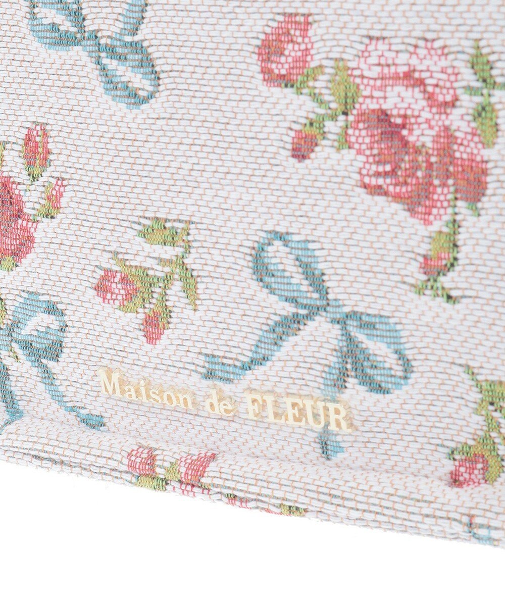 Maison de FLEUR ローズリボン柄ゴブランスクエアトートMバッグ 