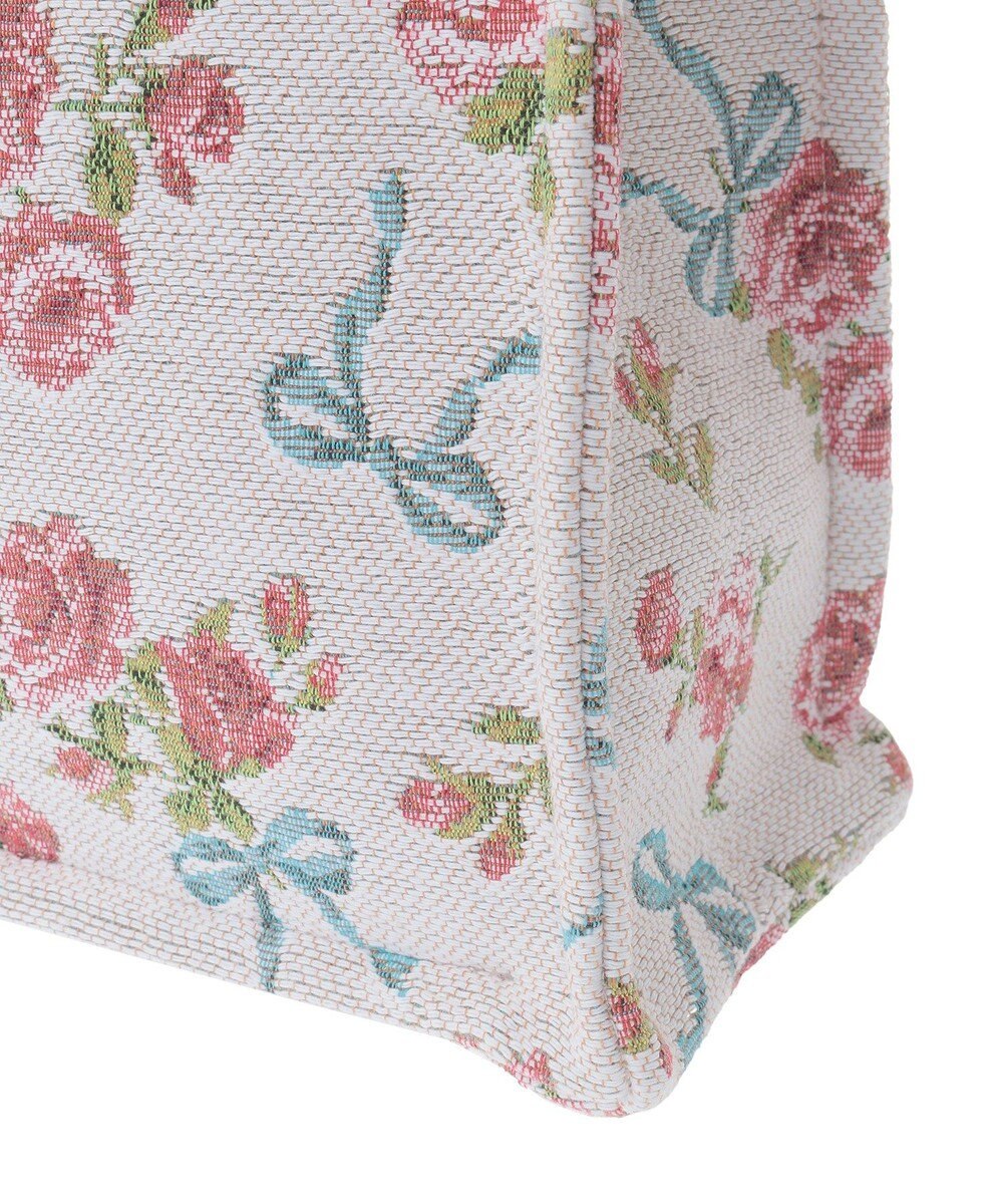 Maison de FLEUR ローズリボン柄ゴブランスクエアトートMバッグ 