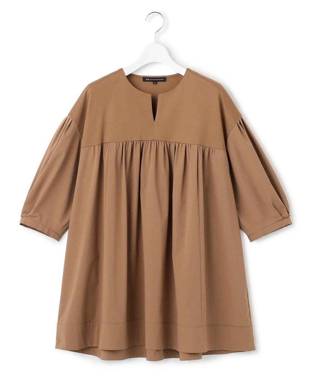 23区 【洗える】シルキータフタコンビ チュニック カットソー 