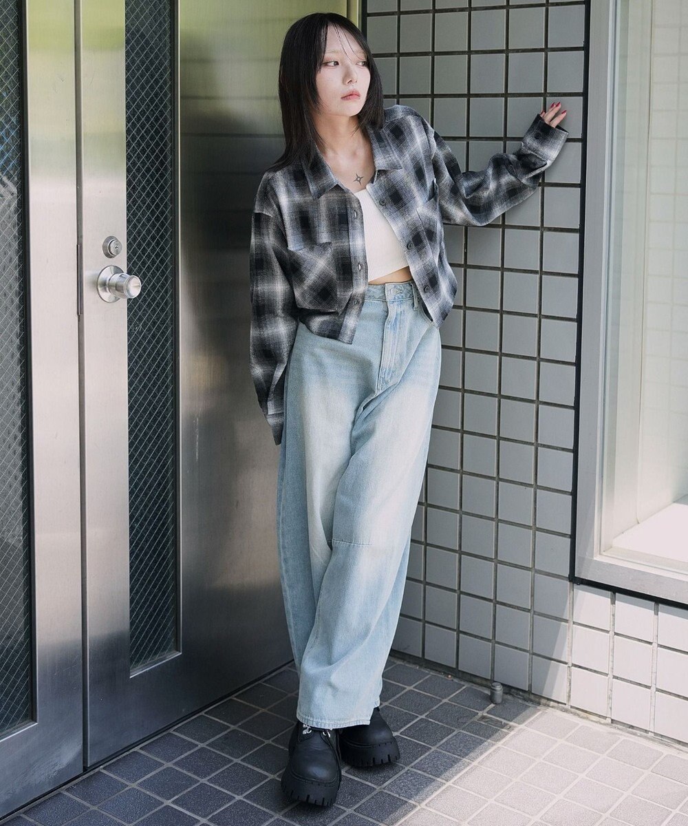 WEGO チェックショートネルシャツ 