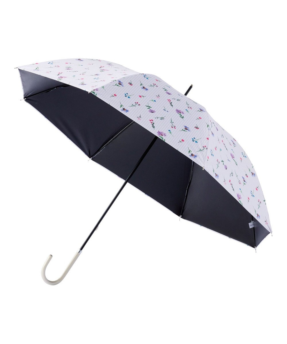 MOONBAT estaa 晴雨兼用 長傘 超軽量 ストライプフラワー 日傘 遮光 遮熱 UV ペールピンク