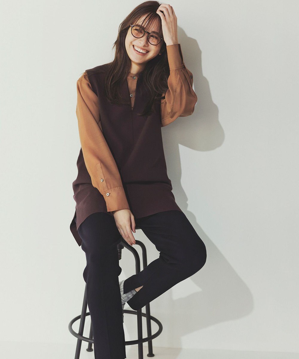 23区 S ウールシアーボイル バンドカラー シャツ 