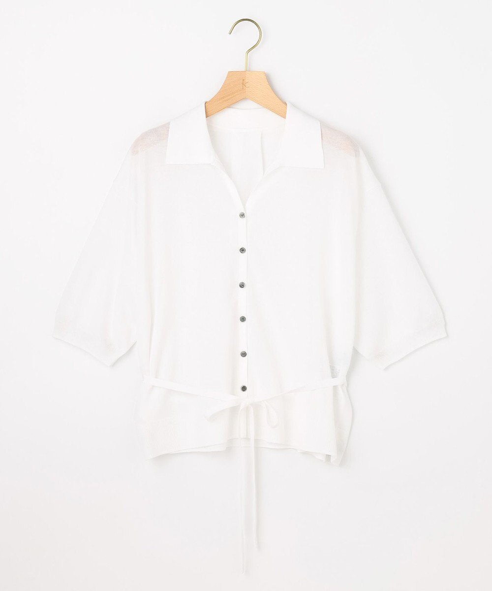 組曲 L 【先行予約・WEB限定】シアーニット 襟付き七分袖カーディガン 