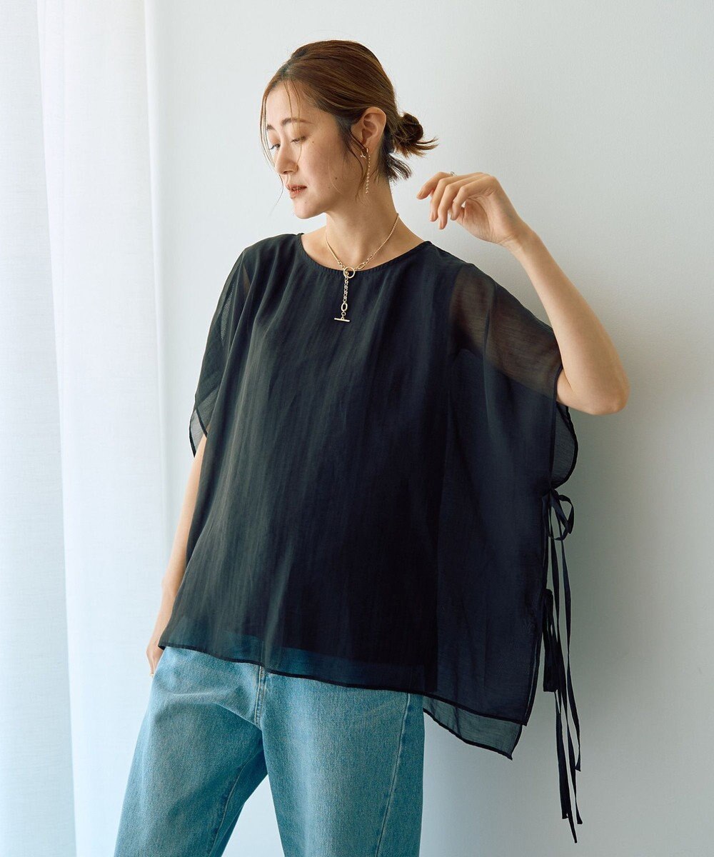 YECCA VECCA サイドリボンシアーレイヤードプルオーバー 