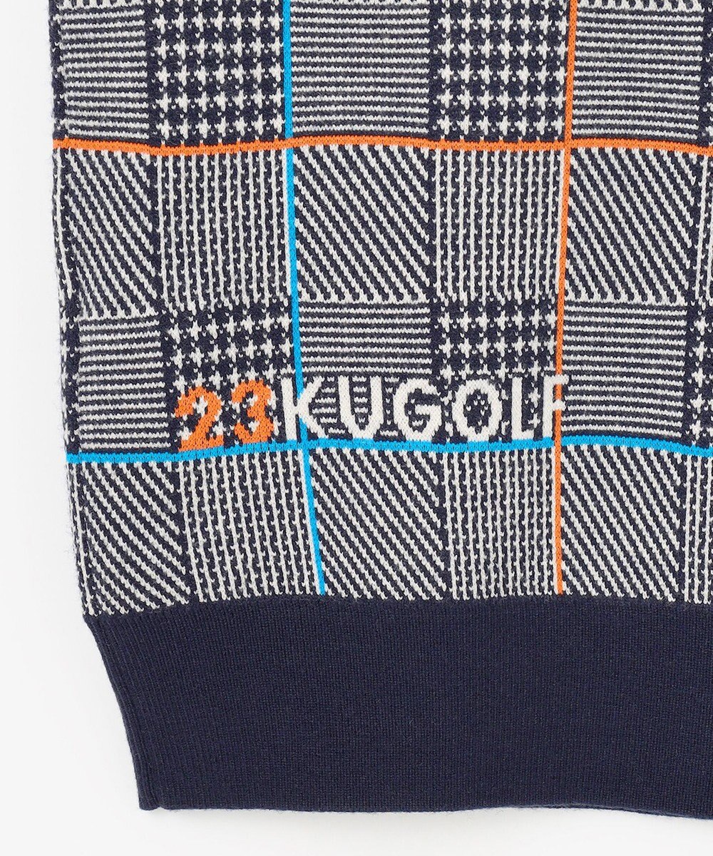 23区GOLF 【MEN】チェックジャガード　クルーネック  ニット 