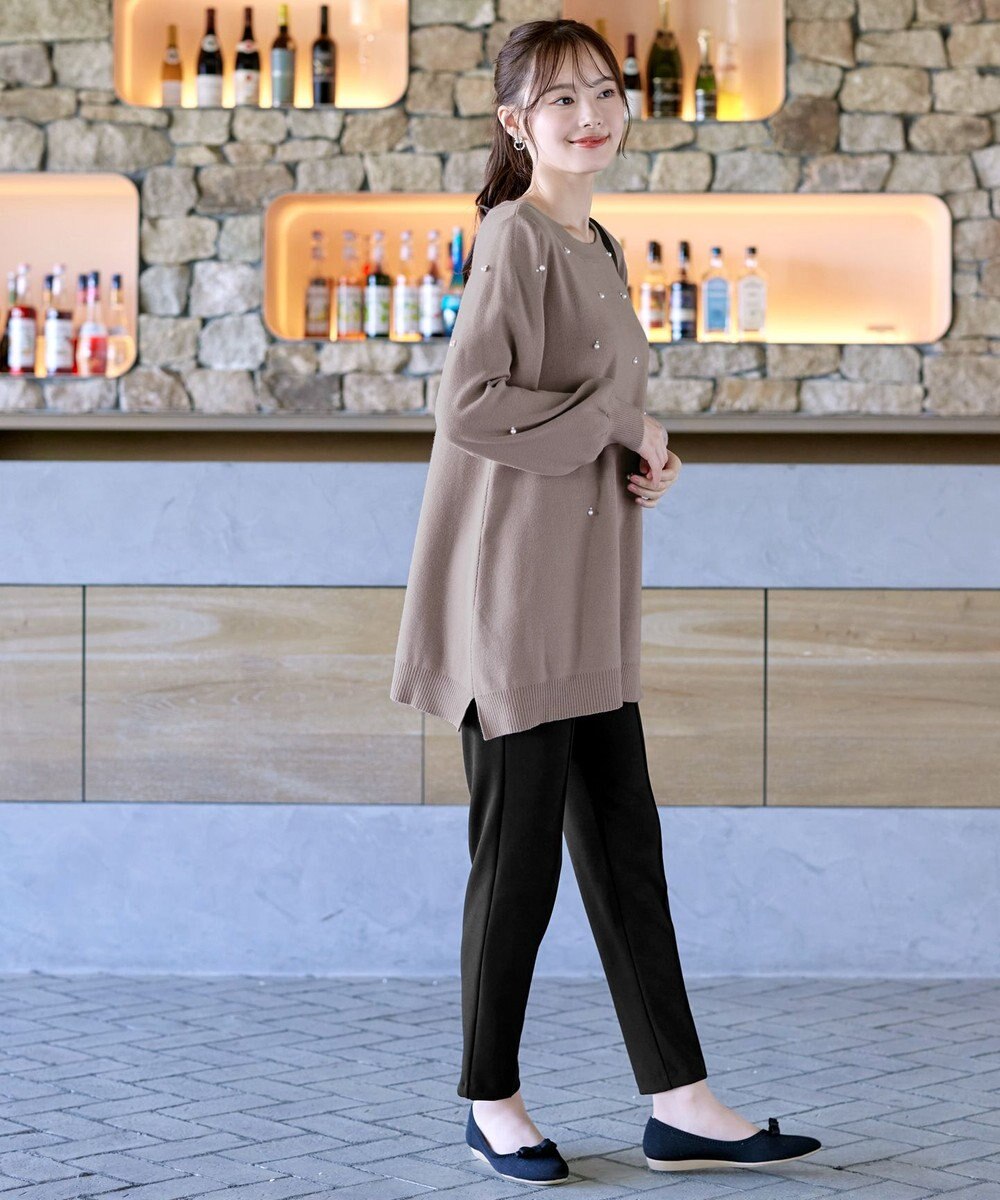 Tiaclasse 【洗える】パール付きニットチュニック 