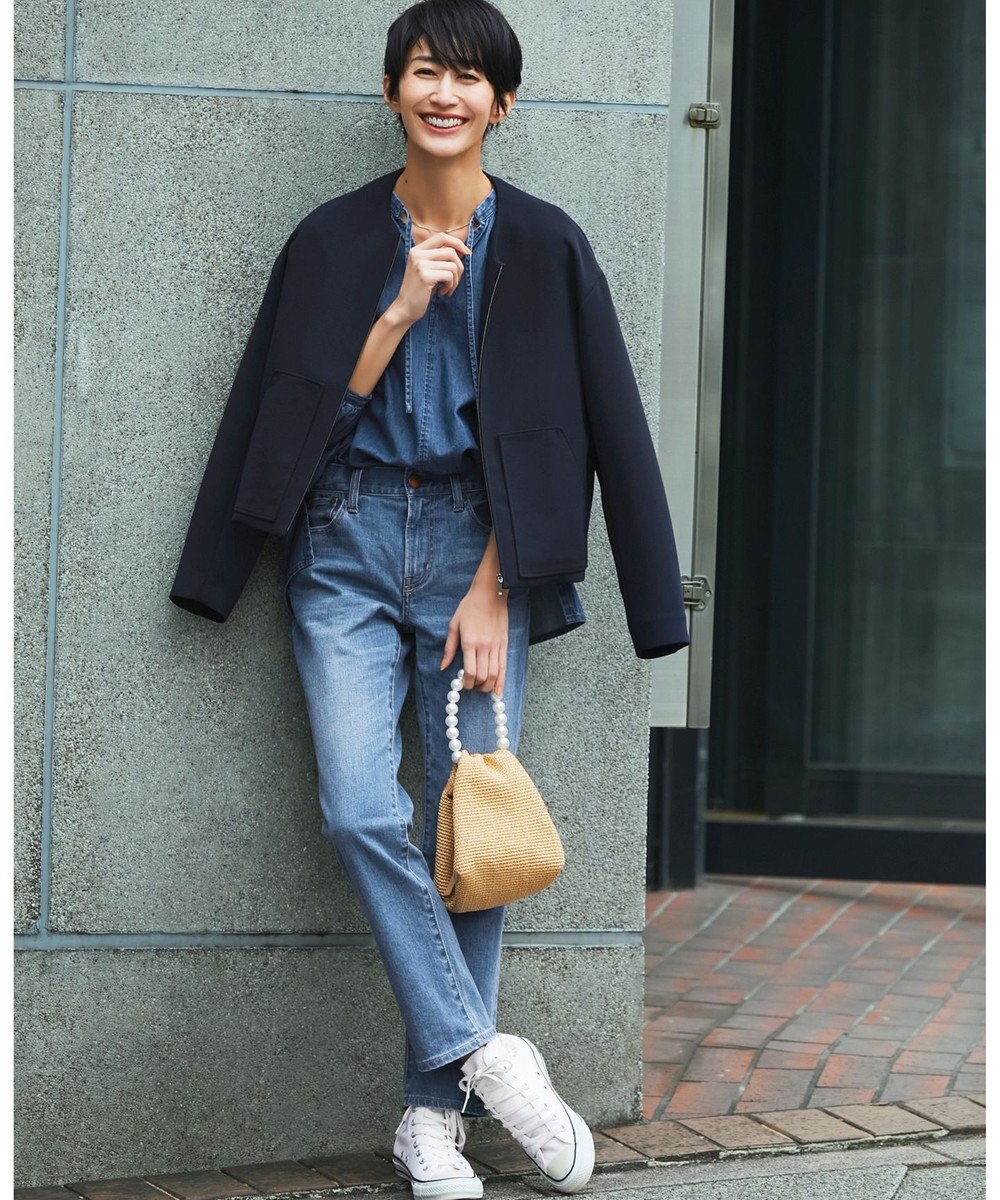 ICB L 【洗える】 ダブルクロスクレープ ブルゾン 