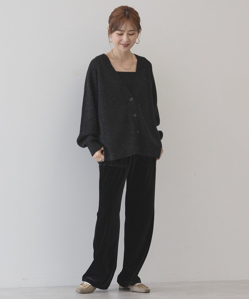 AMERICAN HOLIC バイパチラメ入りＶネック片畦ニットカーディガ 