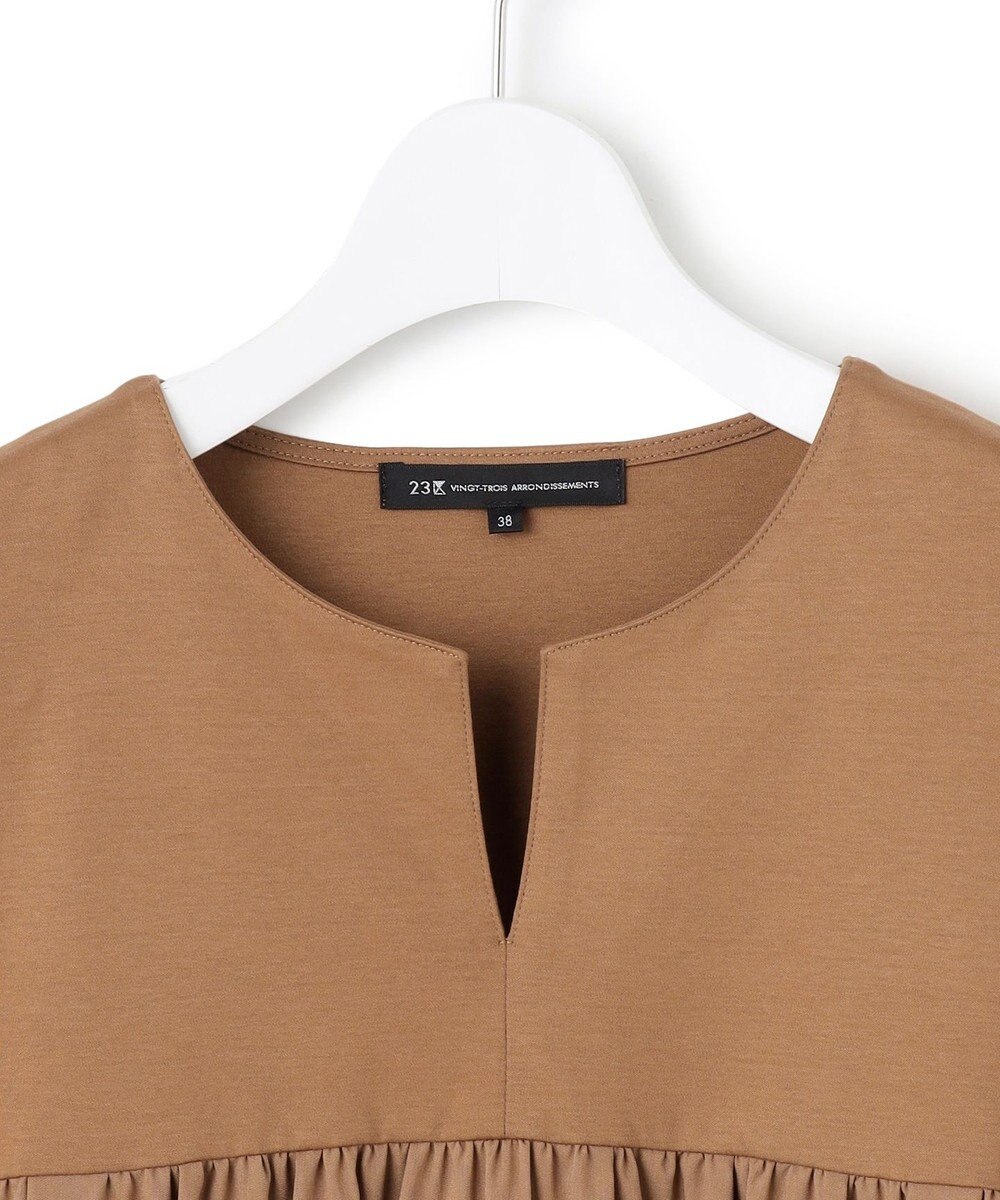 23区 【洗える】シルキータフタコンビ チュニック カットソー 