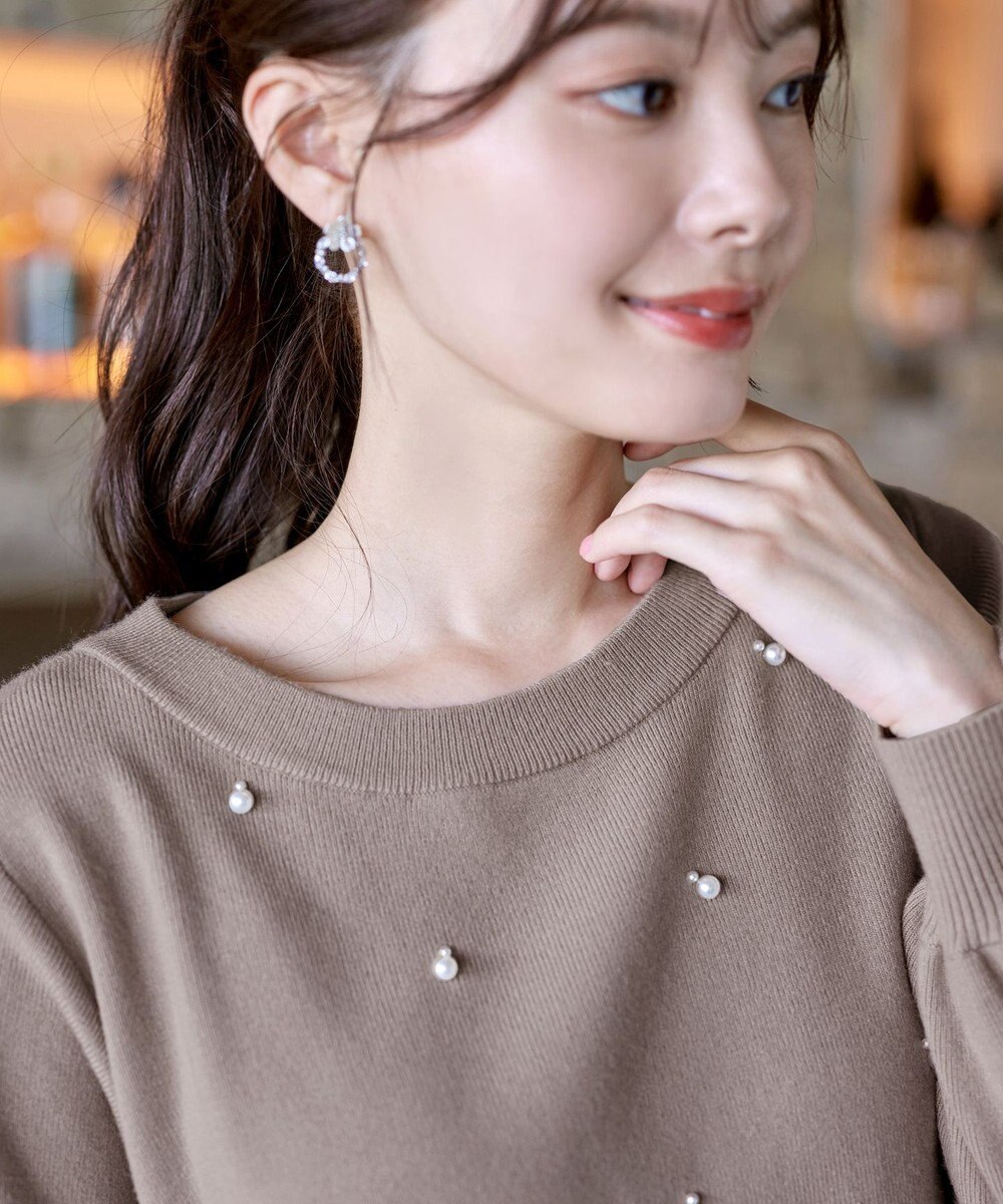 Tiaclasse 【洗える】パール付きニットチュニック 