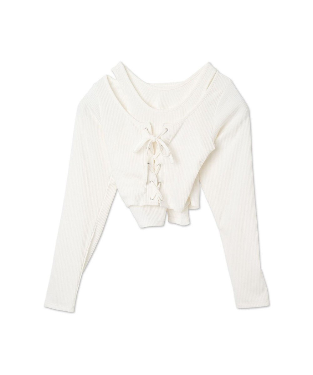 WEGO レイヤードレースアップ長袖トップス 