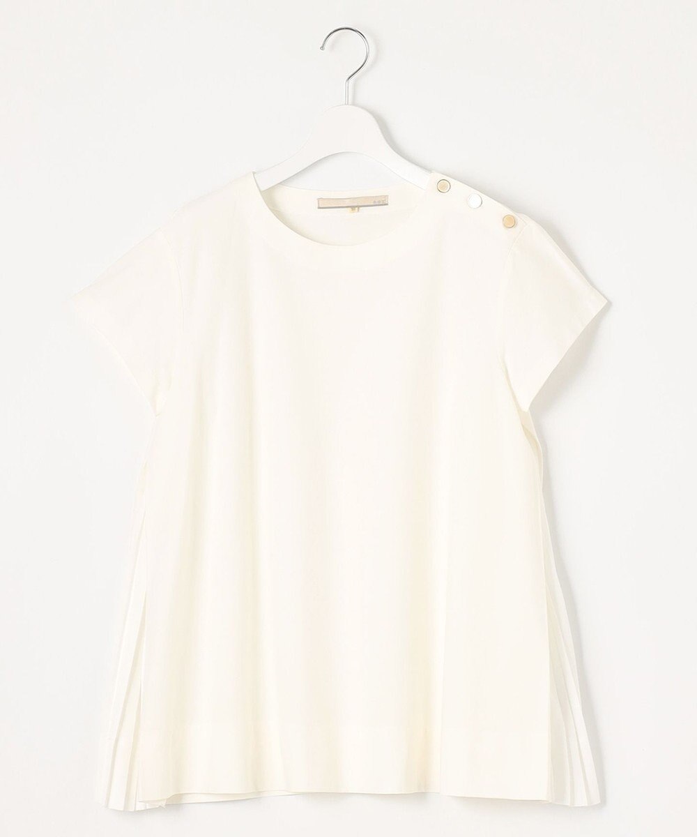 自由区 L 【洗える】ツイストプレインジャージーサイドプリーツ カットソー 