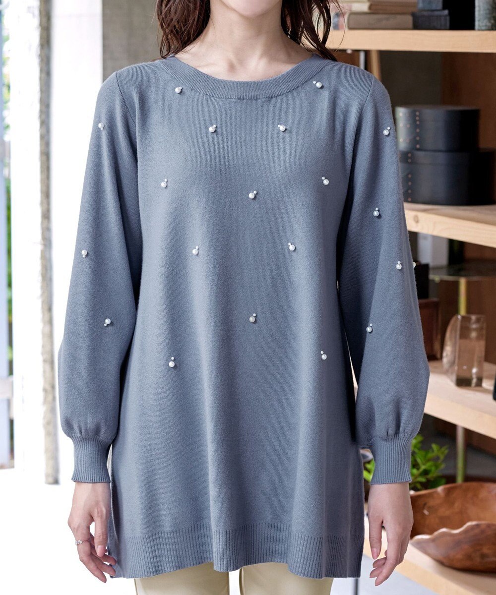 Tiaclasse 【洗える】パール付きニットチュニック 