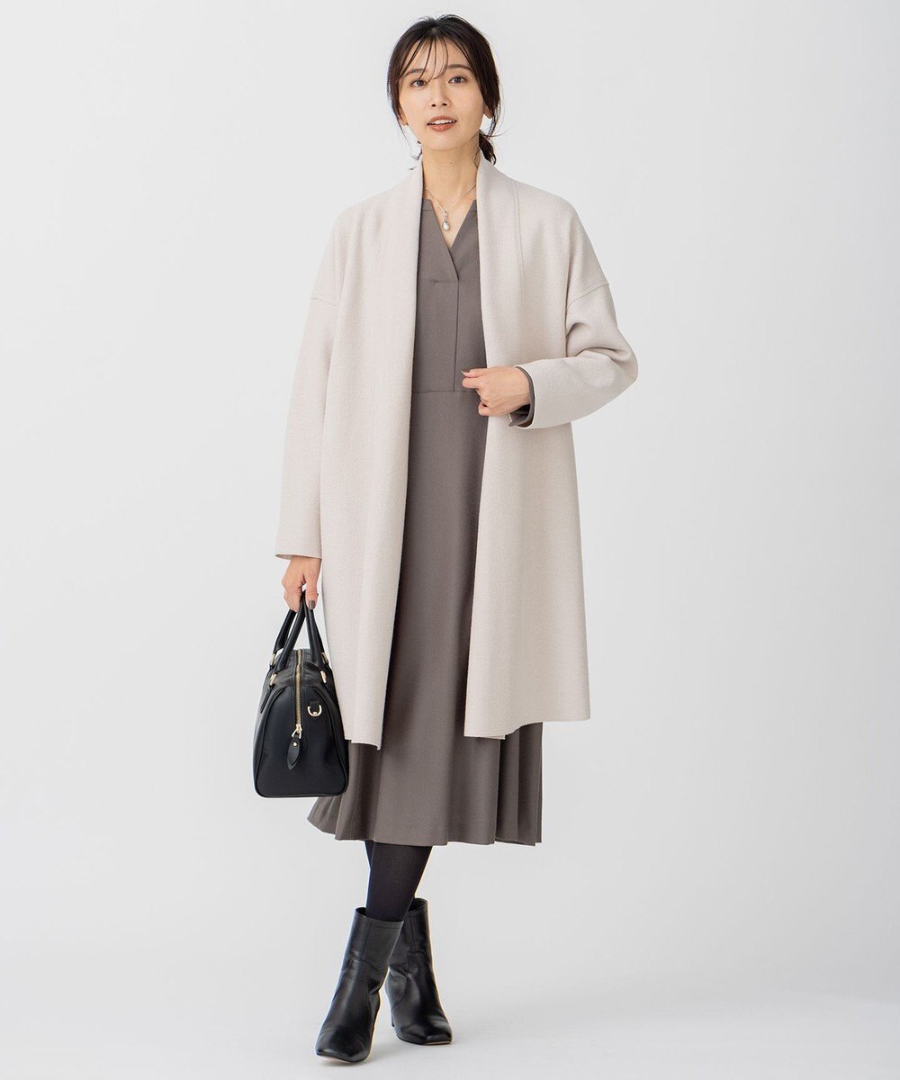 23区 L ウールジョーゼット フィットアンドフレア ワンピース 