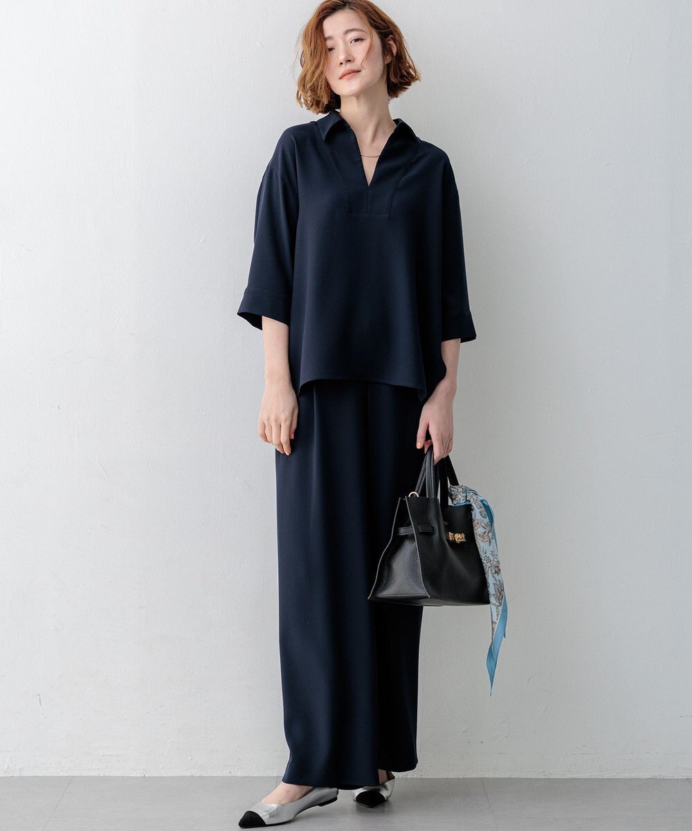 23区 【WEB&一部店舗限定】ストレッチジョーゼット ワイドパンツ 