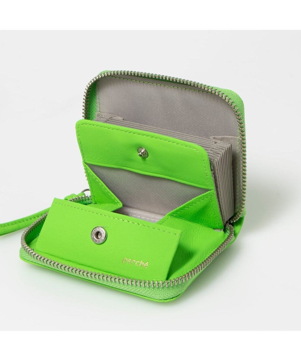UNBILLION ペルケ perche / 蛍光レザーストラップ付き・ジャバラカードウォレット 