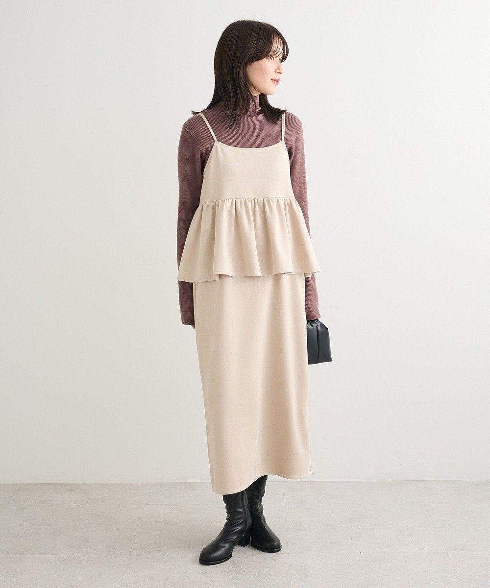 Green Parks スウェードポンチペプラムキャミワンピース 