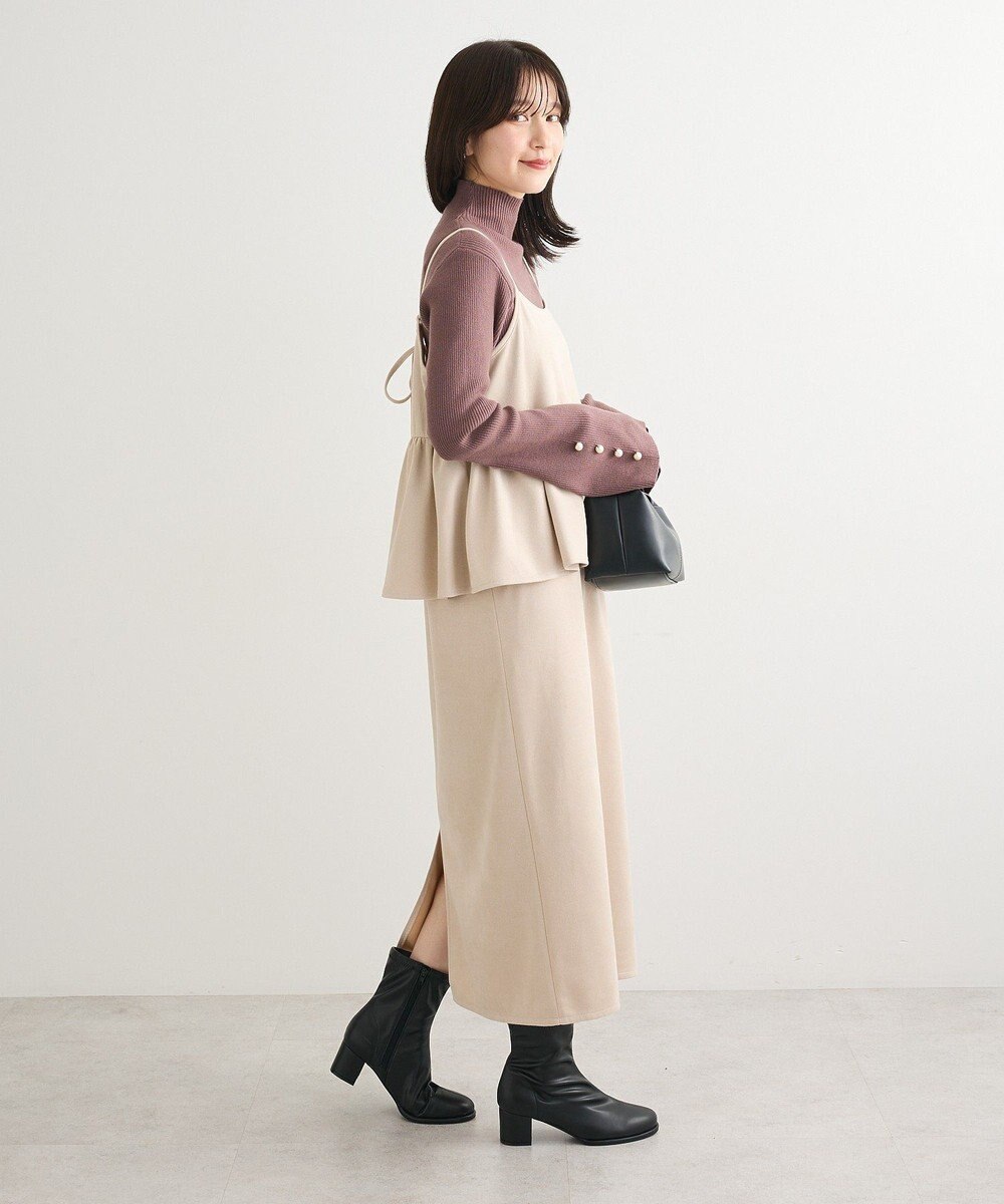 Green Parks スウェードポンチペプラムキャミワンピース 