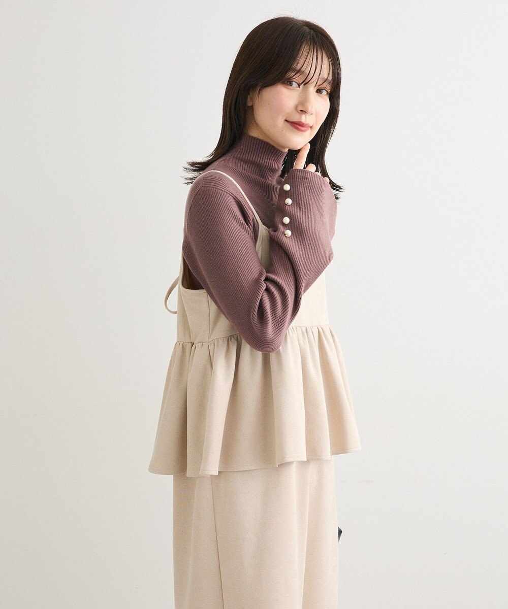 Green Parks スウェードポンチペプラムキャミワンピース 