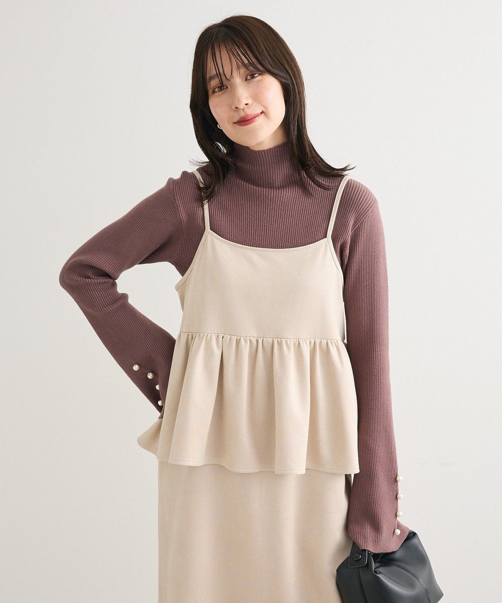 Green Parks スウェードポンチペプラムキャミワンピース 