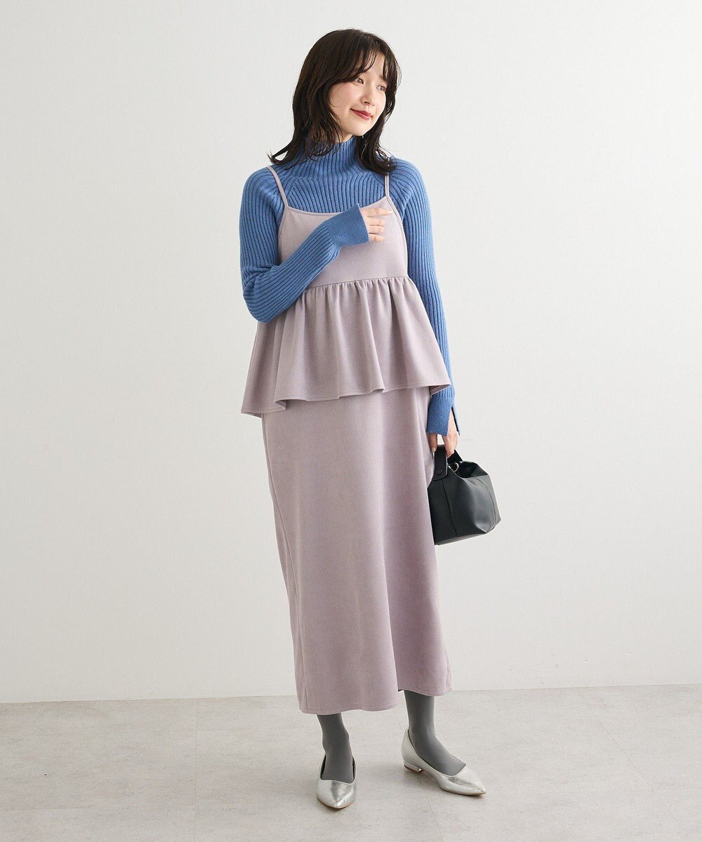 Green Parks スウェードポンチペプラムキャミワンピース 