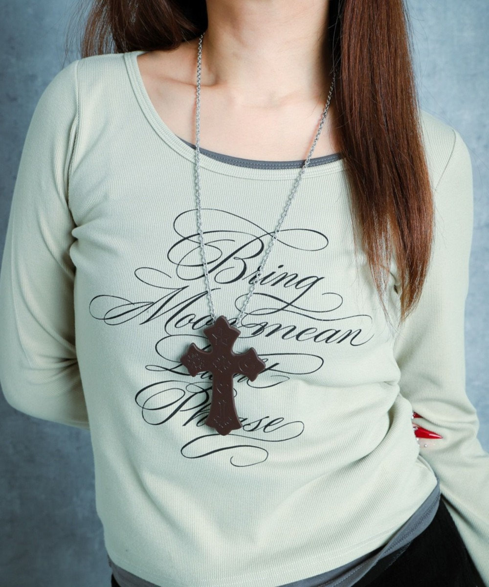 WEGO 【ユニセックス着用ITEM】MPUエンボスロゴクロスネックレス 