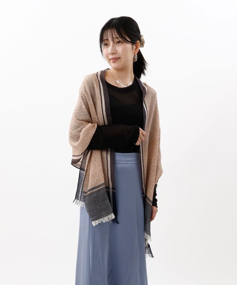 AURORA 【 LANVIN COLLECTION（ランバン コレクション） 】シルクウールロゴジャカードストール 