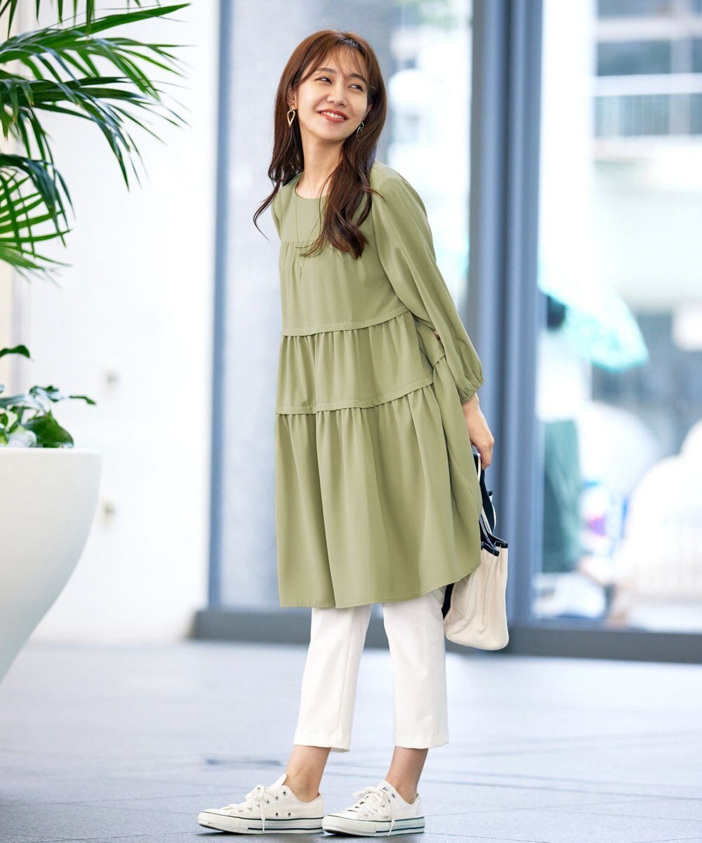 Tiaclasse L 【洗える】ティアードチュニックブラウス 