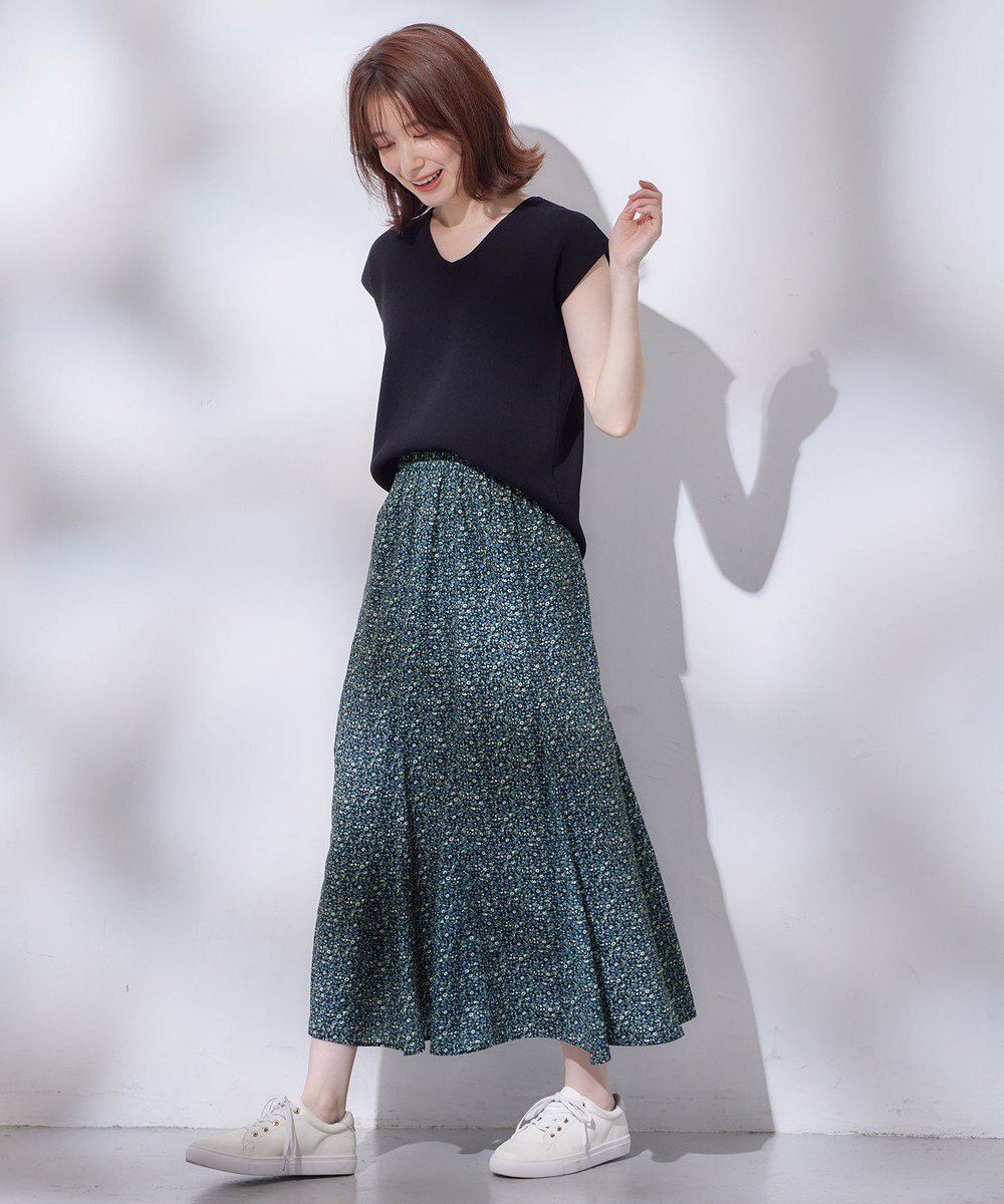 ANY 【洗濯機可能/ウエストゴム】プリントマーメイドスカート 