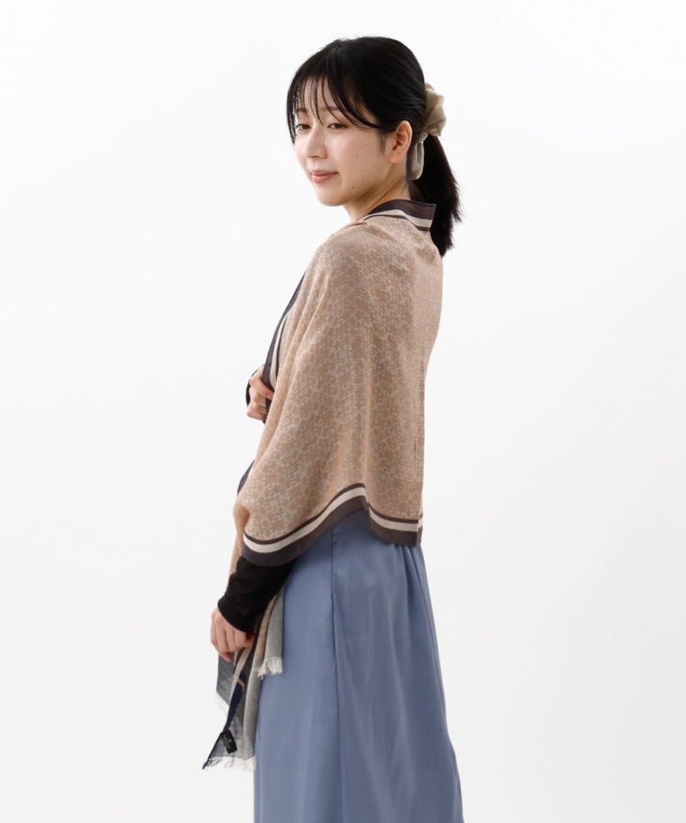 AURORA 【 LANVIN COLLECTION（ランバン コレクション） 】シルクウールロゴジャカードストール 