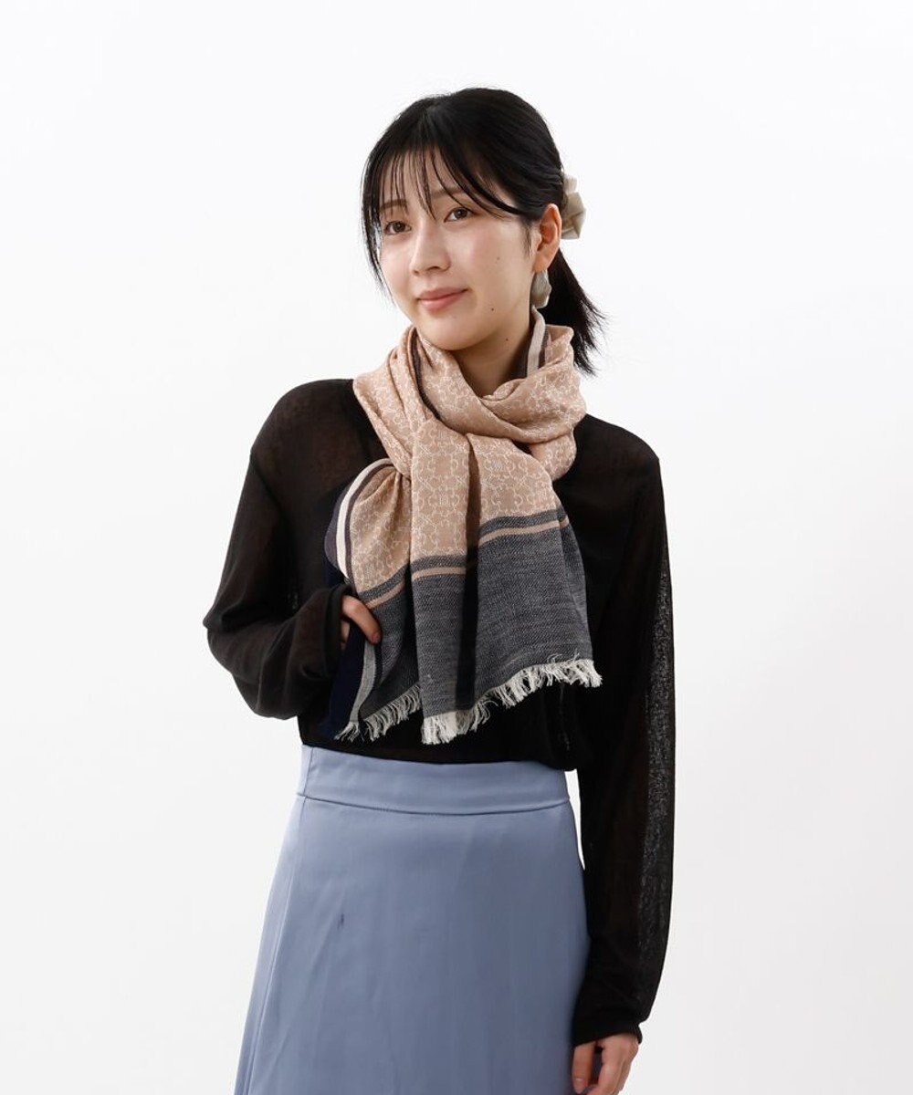 AURORA 【 LANVIN COLLECTION（ランバン コレクション） 】シルクウールロゴジャカードストール 