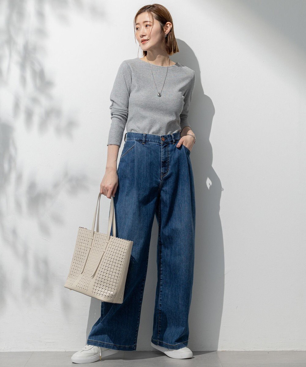 23区 L 【Oggi6月号掲載/接触冷感】23区DENIM サマー タック ワイド パンツ 