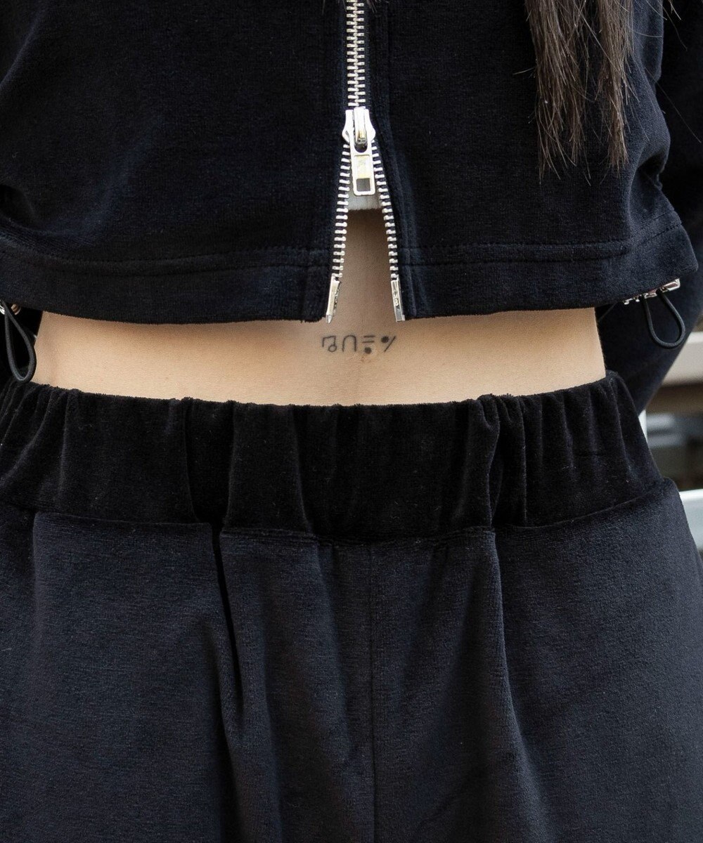 WEGO 【ウエストゴム】ベロアフレアパンツ 
