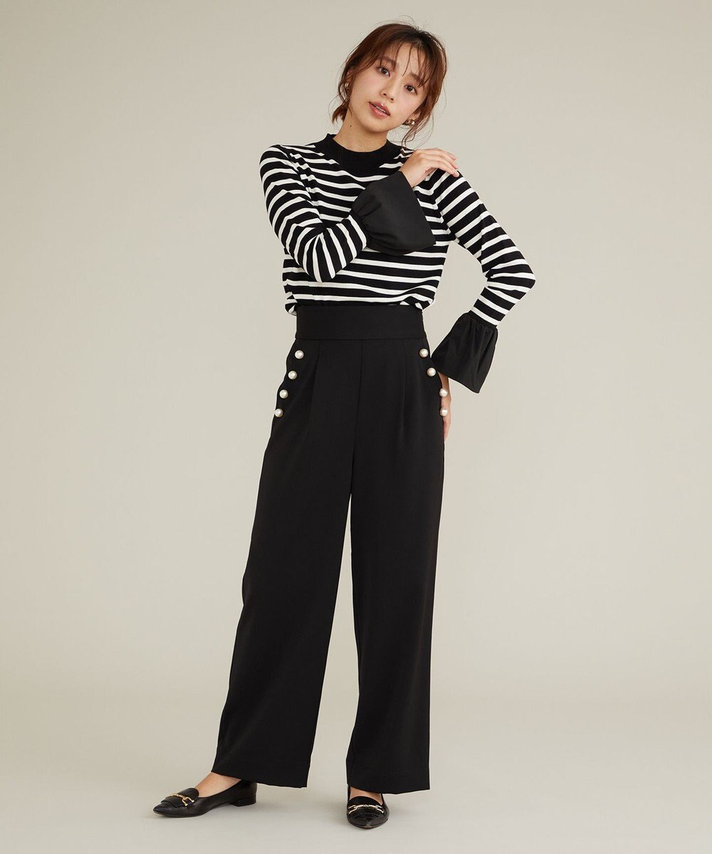 Feroux 【洗える】袖フレアボーダー ニット 