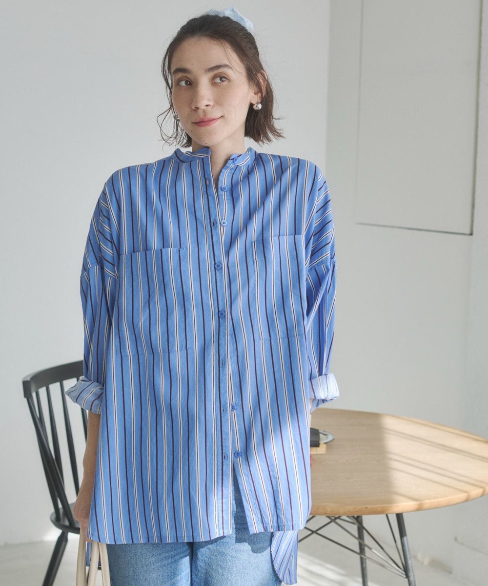 WEGO 着丈が選べる オーバーサイズ バンドカラー シャツ / ストライプ / 無地 