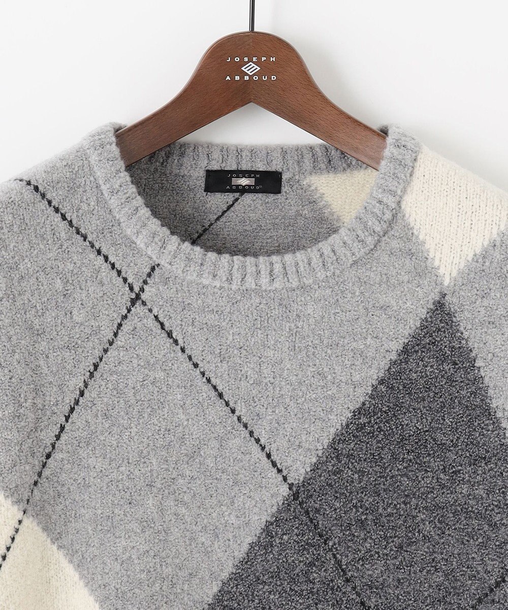 JOSEPH ABBOUD 【インポート素材/ソフトな肌触り/軽量】MOUSSE アーガイル クルーネック セーター 