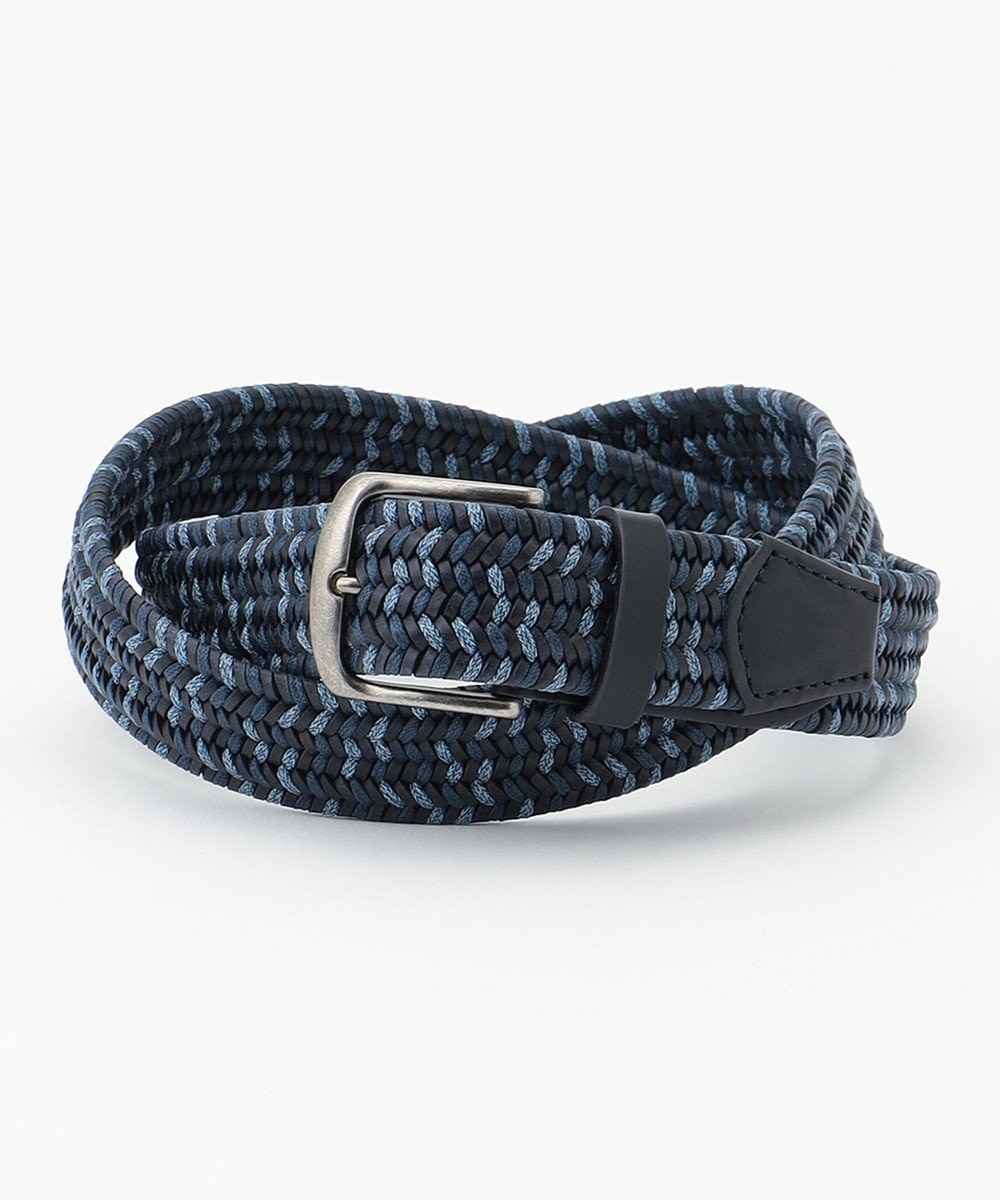 JOSEPH ABBOUD 【伸びる】ダブルメランジレザーメッシュ ベルト 