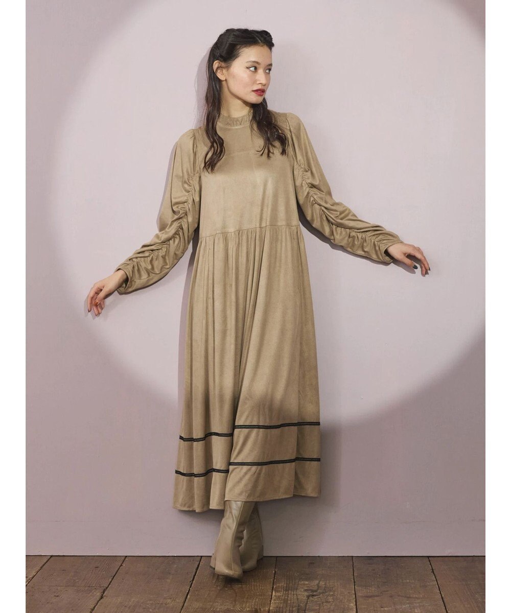 Green Parks ■ＥＳＣＡＲ　スエード調ギャザーキリカエワンピース 