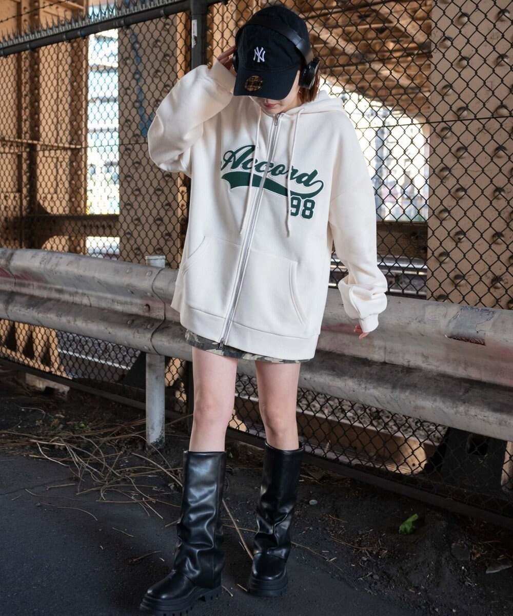 WEGO 裏起毛スタジアムロゴジップパーカー 