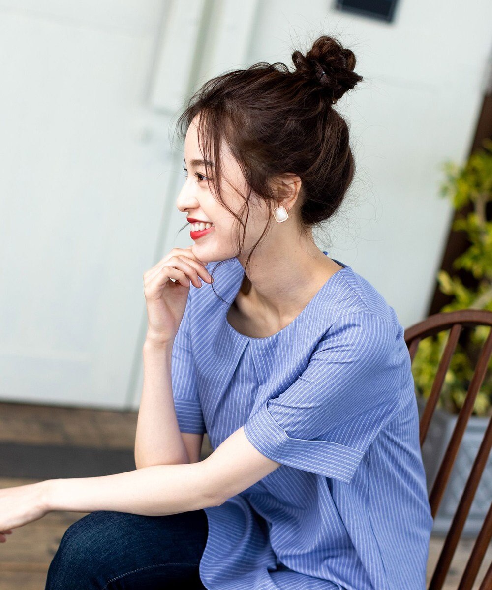 Tiaclasse 【洗える】体型カバーも叶う幅広カフスチュニックブラウス 