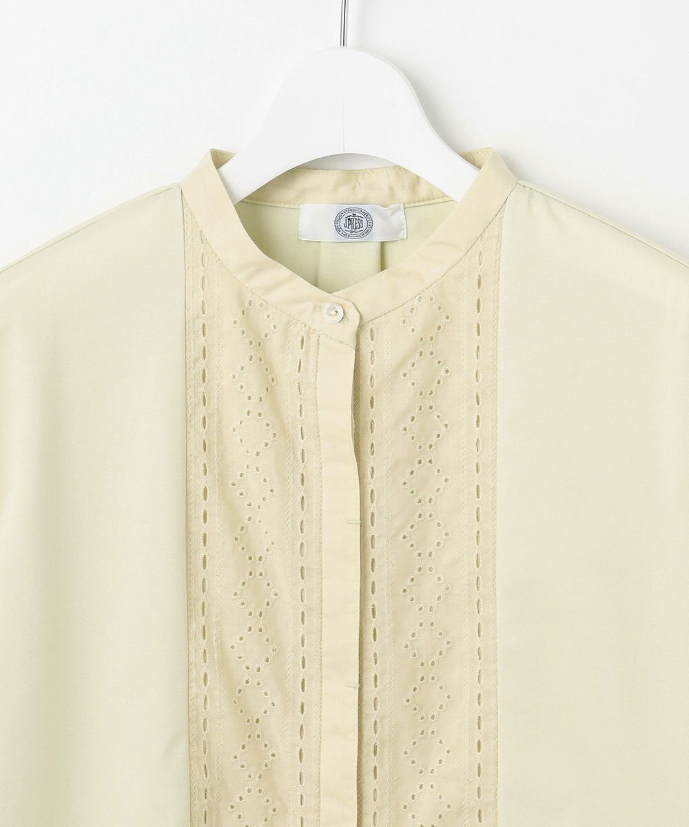 J.PRESS LADIES L 【洗える】エンブロシャツジャージー ブラウスライク カットソー 