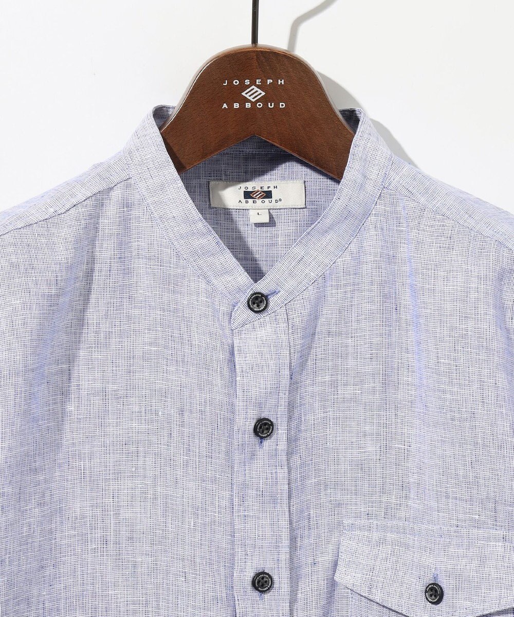 JOSEPH ABBOUD 【麻100％・軽い・涼しい】 モイスチャーリネンバンドカラーシャツ 