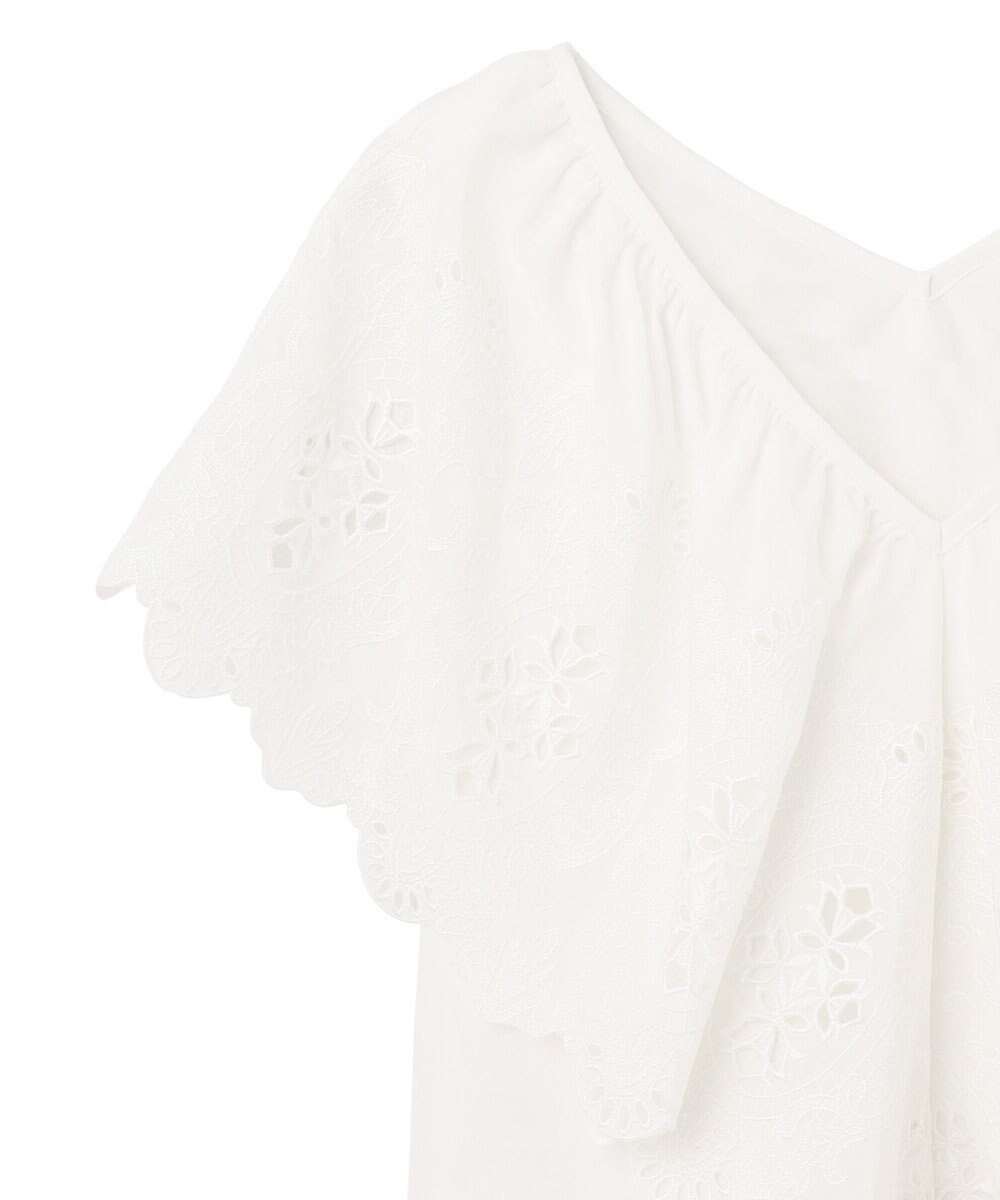 GRACE CONTINENTAL 刺繍ラッフルカラーノースリーブ トップ 