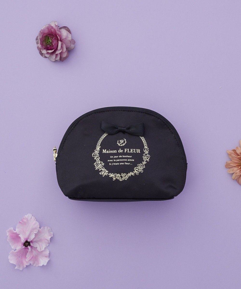 Maison de FLEUR サテンリボンラウンドポーチ 